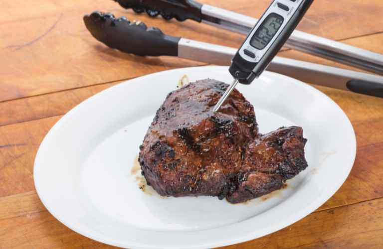 meat thermometer in action