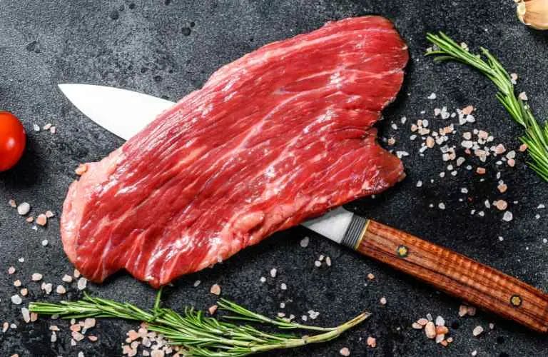 raw flank steak cut