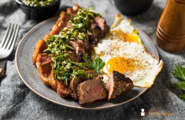 steak plate served with egg